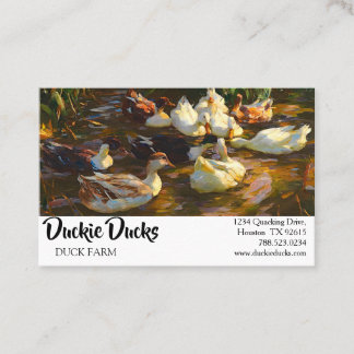 Tarjeta De Visita Patos blancos negros de color marrón vintage en es