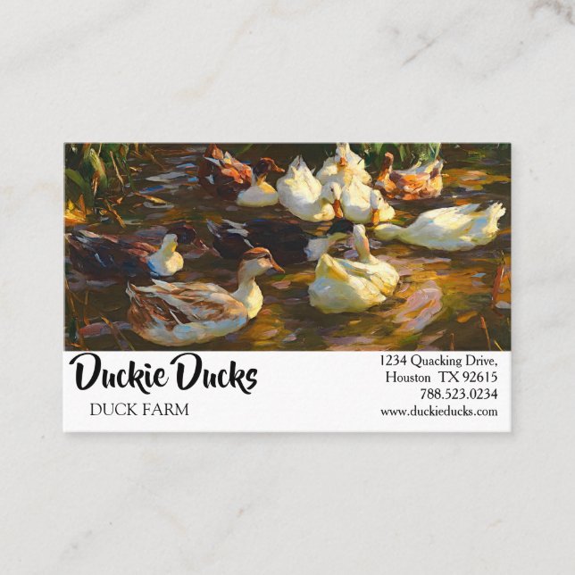 Tarjeta De Visita Patos blancos negros de color marrón vintage en es (Anverso)