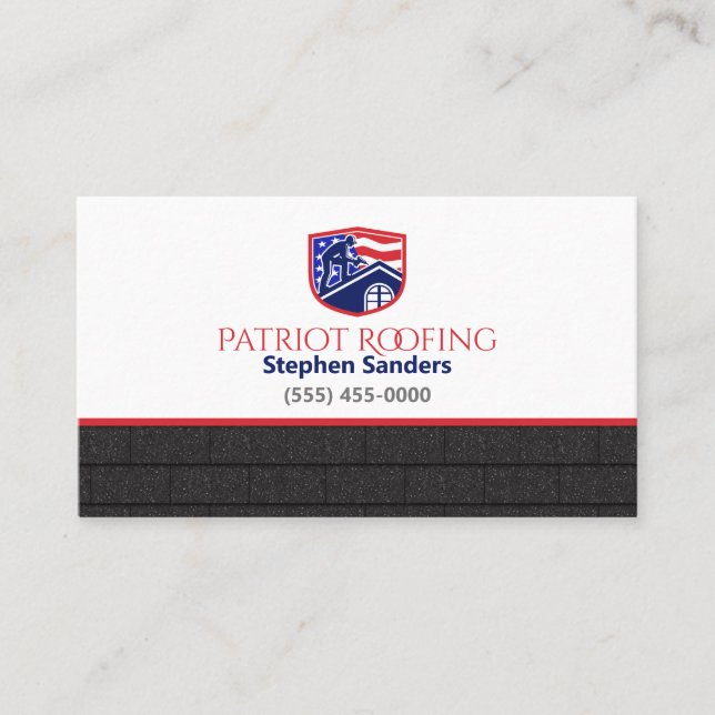 Tarjeta De Visita Patriot Roofing Shingles Construction Company (Anverso)