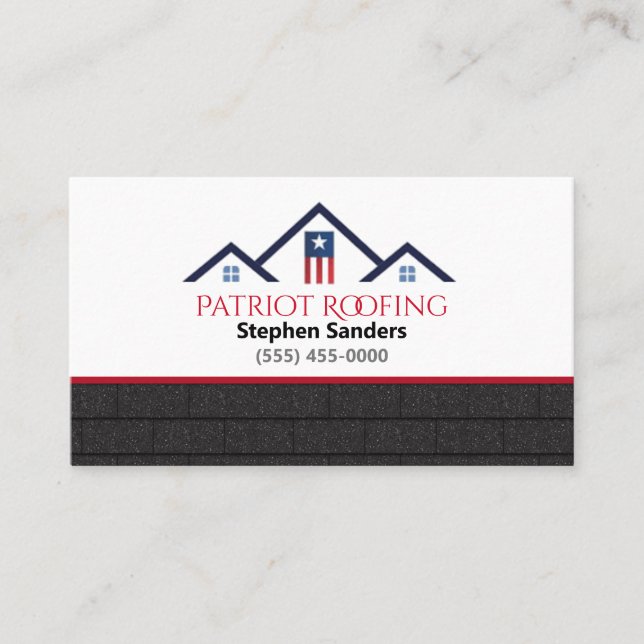 Tarjeta De Visita Patriot Roofing Shingles Construction Company (Anverso)