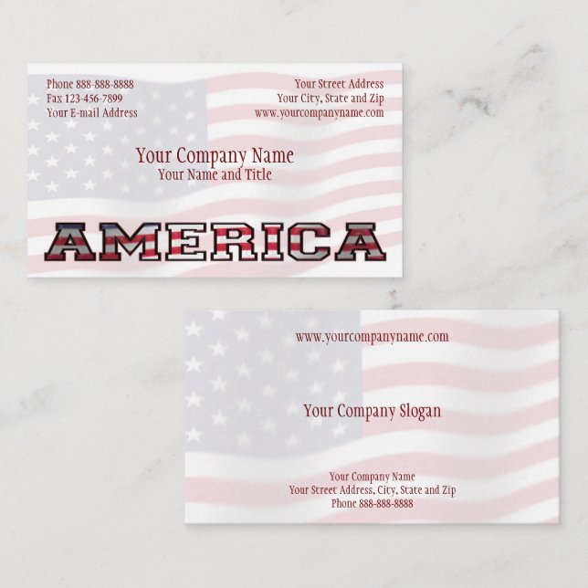Tarjeta De Visita Patriotic America Government Non Profit Business (Anverso / Reverso)