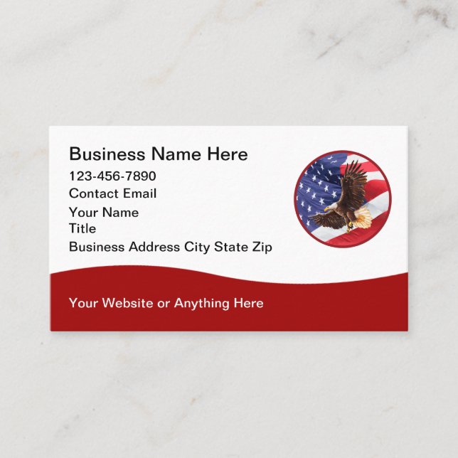 Tarjeta De Visita Patriotic American Eagle Modern Business Cards (Anverso)
