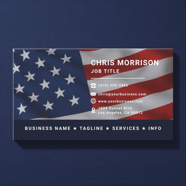 Tarjeta De Visita Patriotic American Flag Professional (Subido por el creador)