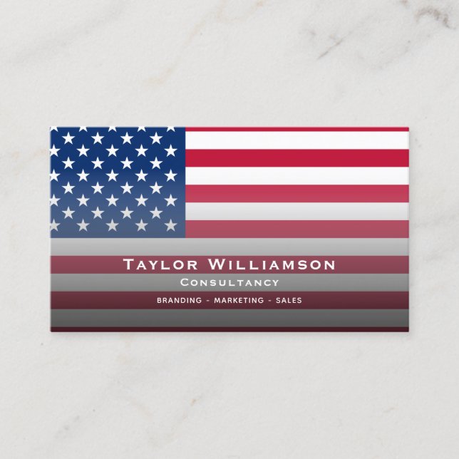 Tarjeta De Visita Patriotic American Flag USA America Veteran Simple (Anverso)