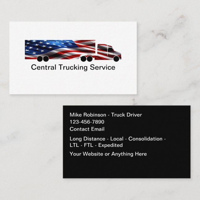 Tarjeta De Visita Patriotic American Truck Driver Shipping Service (Anverso / Reverso)