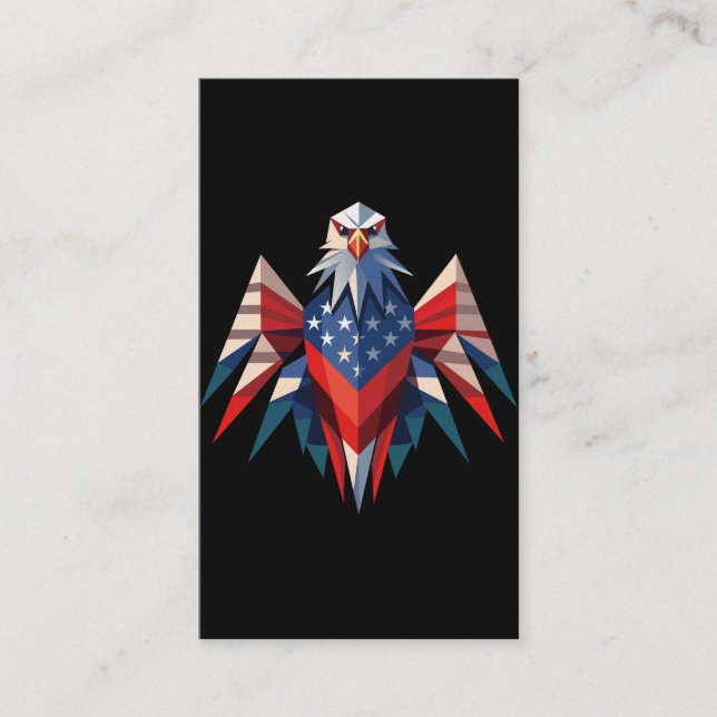 Tarjeta De Visita Patriotic Bald Eagle Origami Style USA (Anverso)