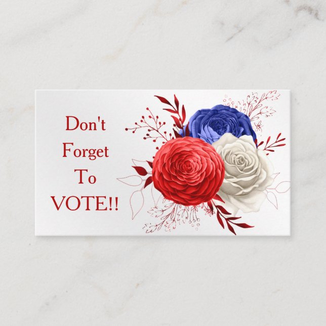 Tarjeta De Visita Patriotic Bloom Trio Vote Reminder (Anverso)