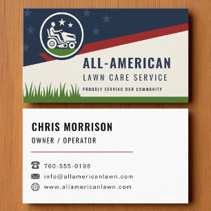 Tarjeta De Visita Patriotic Care Riding Mower Bandera de Estados Uni
