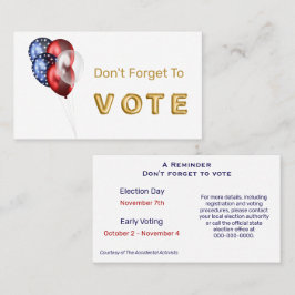 Tarjeta De Visita Patriotic Celebration Vote