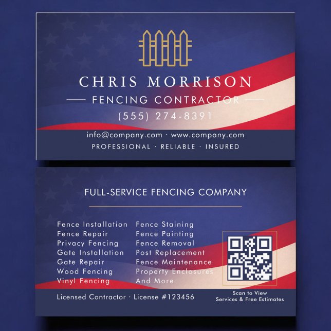 Tarjeta De Visita Patriotic Fencing Residential Commercial QR Code (Subido por el creador)