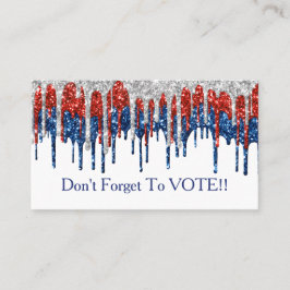 Tarjeta De Visita Patriotic Glitter Drip Border Vote Reminder