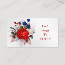 Tarjeta De Visita Patriotic Rose Bouquet Vote Reminder