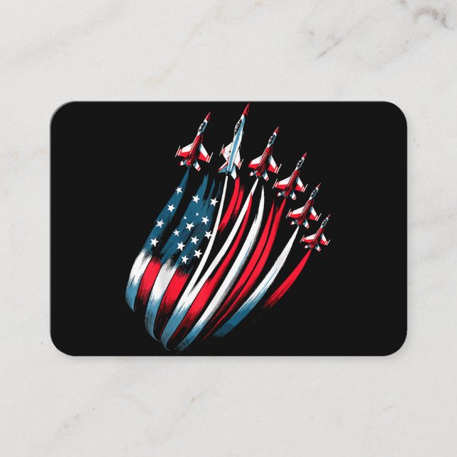 Tarjeta De Visita Patriotic USA Flag Fighter Jets Boys 4 de julio (Anverso)