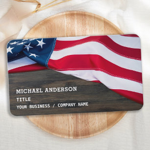 Tarjeta De Visita Patriótico de Madera Rusa de Bandera Americana Pre