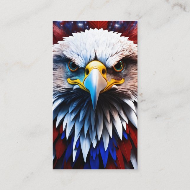 Tarjeta De Visita Patriótico Fractal Eagles Tee (Anverso)