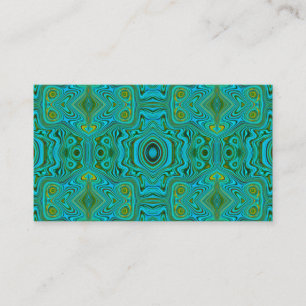Tarjeta De Visita Patrón abstracto de croquis trippy retro turquesa