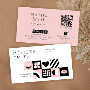 Tarjeta De Visita Patrón abstracto rosa salón de belleza pestañas ma