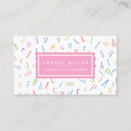 Tarjeta De Visita Patrón alfabético - profesor sustituto / tutor