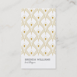 Tarjeta De Visita Patrón Art Deco dorado y blanco