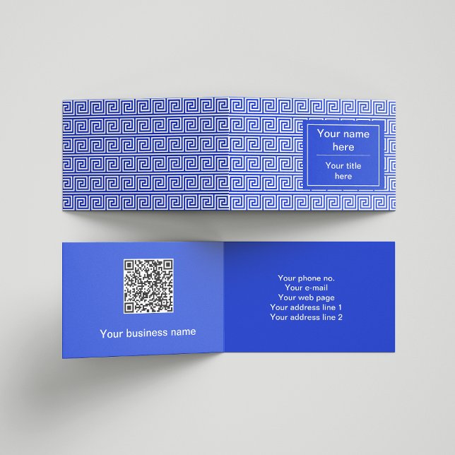 Tarjeta De Visita Patrón azul de las cuadradas de la clave del meand (Subido por el creador)