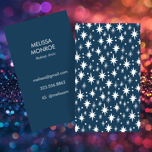 Tarjeta De Visita Patrón azul de noche estrellada elegante (Navy Starry Night Blue Pattern Elegant Business Card
)