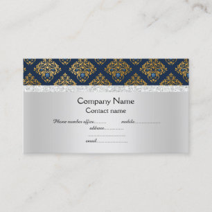 Tarjeta De Visita Patrón azul elegante semi brillo