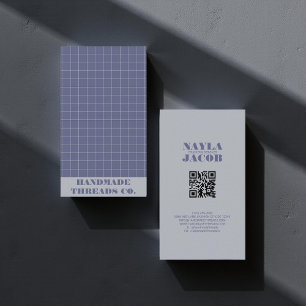 Tarjeta De Visita Patrón azul moderno de la Marina, código QR