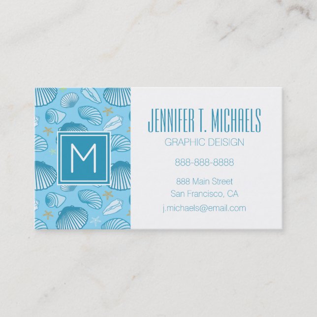 Tarjeta De Visita Patrón azul oceánico (Anverso)