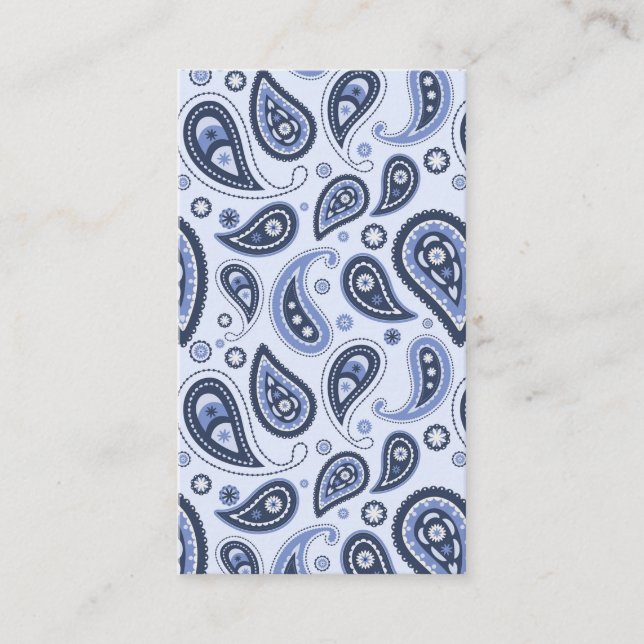Tarjeta De Visita Patrón azul paisley (Anverso)