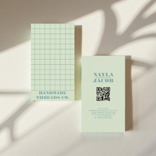 Tarjeta De Visita Patrón azul Pastel moderno con control QR Código