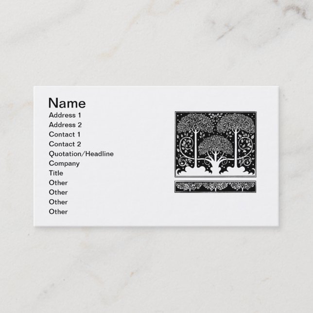 Tarjeta De Visita Patrón Beardsley de árbol Art Nouveau (Anverso)