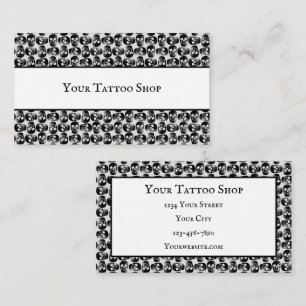 Tarjeta De Visita Patrón Blanco Y Negro De Calavera Gótica