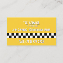 Tarjeta De Visita Patrón blanco y negro del controlador de taxi