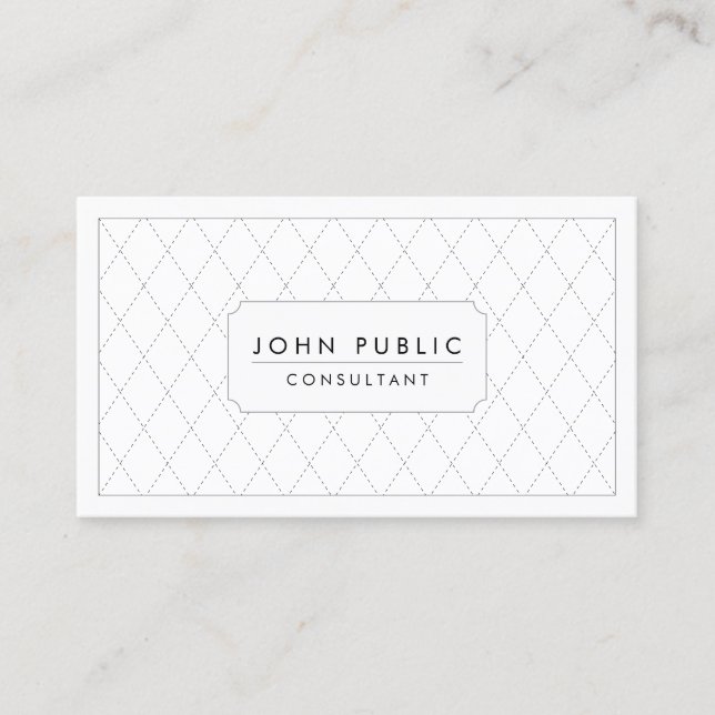 Tarjeta De Visita Patrón blanco y negro elegante (Anverso)