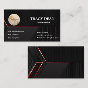 Tarjeta De Visita Patrón blanco y negro profesional moderno