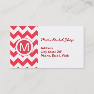 Tarjeta De Visita Patrón Cherry Red Chevron clásico