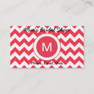 Tarjeta De Visita Patrón Cherry Red Chevron clásico