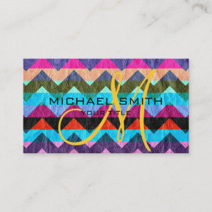 Tarjeta De Visita Patrón Chevron colorido de cuero
