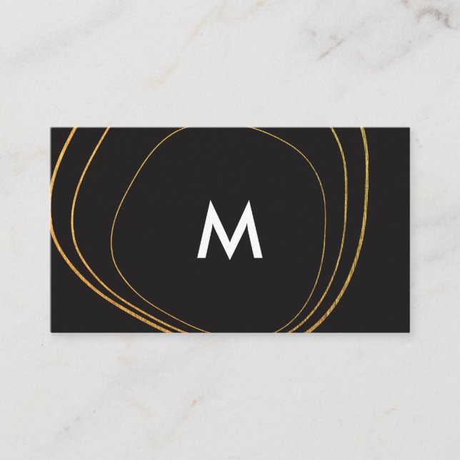 Tarjeta De Visita Patrón circular contemporáneo con monograma (Anverso)