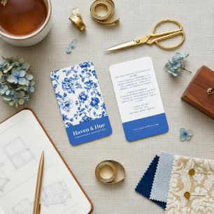 Tarjeta De Visita Patrón clásico de delftware floral azul