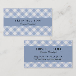 Tarjeta De Visita Patrón clásico de gingham azul claro con estampado