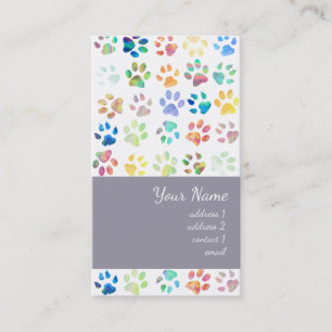 Tarjeta De Visita patrón colorido de huellas de mascota