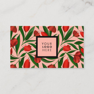 Tarjeta De Visita Patrón con tulipanes rojos