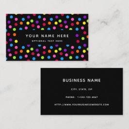 Tarjeta De Visita Patrón Confetti de puntos de polka brillante negro