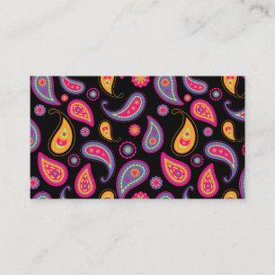 Tarjeta De Visita Patrón continuo de Paisley colorido