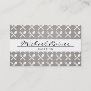 Tarjeta De Visita PATRÓN CUTLERY en LINEN BKGRD para GATERING, CHEFS