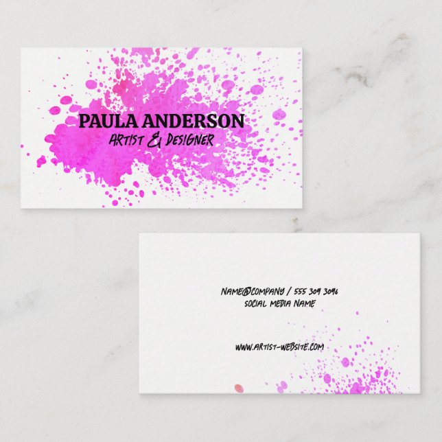 Tarjeta De Visita Patrón de acuarela | Artístico (Anverso / Reverso)