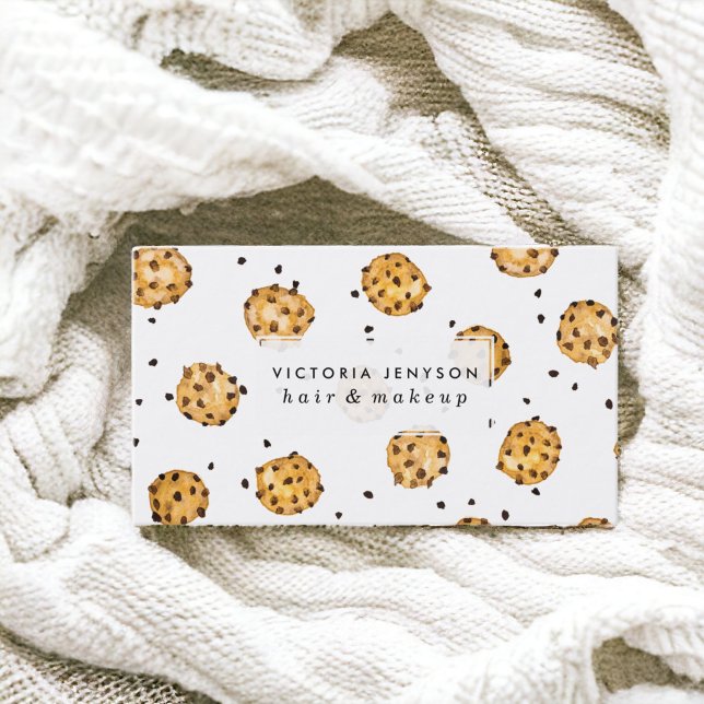 Tarjeta De Visita Patrón de acuarela de las galletas de chocolate mo (Modern chocolate chips cookies watercolor pattern business card)