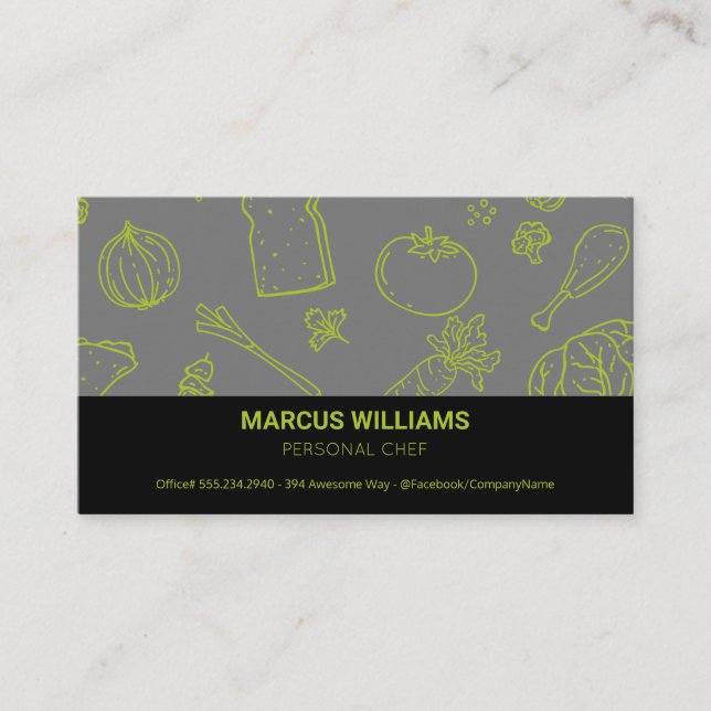 Tarjeta De Visita Patrón de alimentos | Chef ejecutivo | Gestor de c (Anverso)
