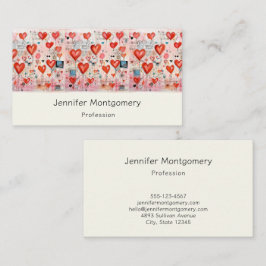 Tarjeta De Visita Patrón de amor caprichoso de los corazones rojos